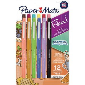 Flair Scented Felt Tip Porous Point Pen, Stick, Medium 0.7 mm, Sunday Brunch Scents, Assorted Ink and Barrel Colors, 12/Pack