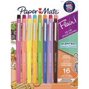 Flair Scented Felt Tip Porous Point Pen, Stick, Medium 0.7 mm, Sunday Brunch Scents, Assorted Ink and Barrel Colors, 16/Pack