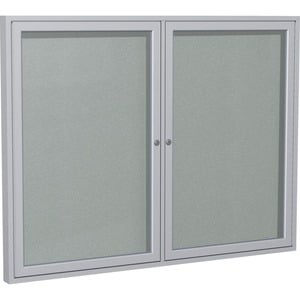 Ghent 2 Door Enclosed Vinyl Bulletin Board with Satin Frame