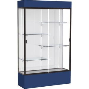 Waddell Lighted Floor Case, White Back w/ Dark Bronze Frame & Colored Base