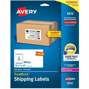 Avery&reg; Printable Shipping Labels, 2.5" x 4" , 200 Labels (5816)