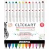 Zebra Pen ClickArt Retractable Markers Bullet Tip Assorted Colours 12/pkg