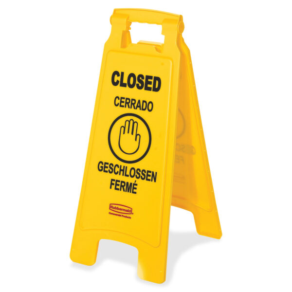 Rubbermaid Commercial Closed Multi-Lingual Floor Sign