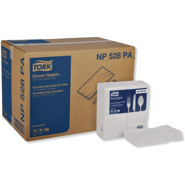 Advanced Dinner Napkins, 2-Ply, 15" x 17", 1/8 Fold, White, 100/PK, 28 PK/CT