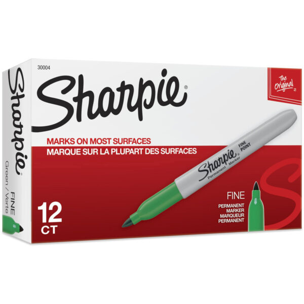 Fine Bullet Tip Permanent Marker, Green, Dozen