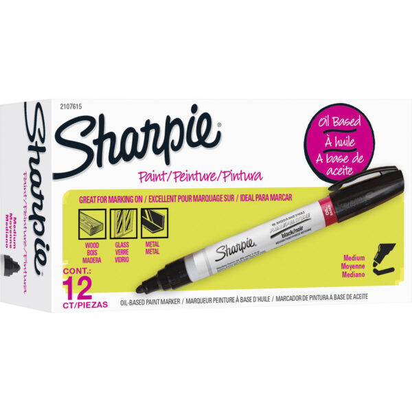 Permanent Paint Marker, Medium Bullet Tip, Black, Dozen