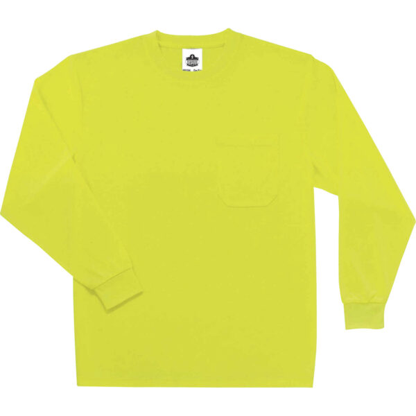 GloWear 8091 Non-Certified Hi-Vis Long Sleeve Shirt, Medium, Lime