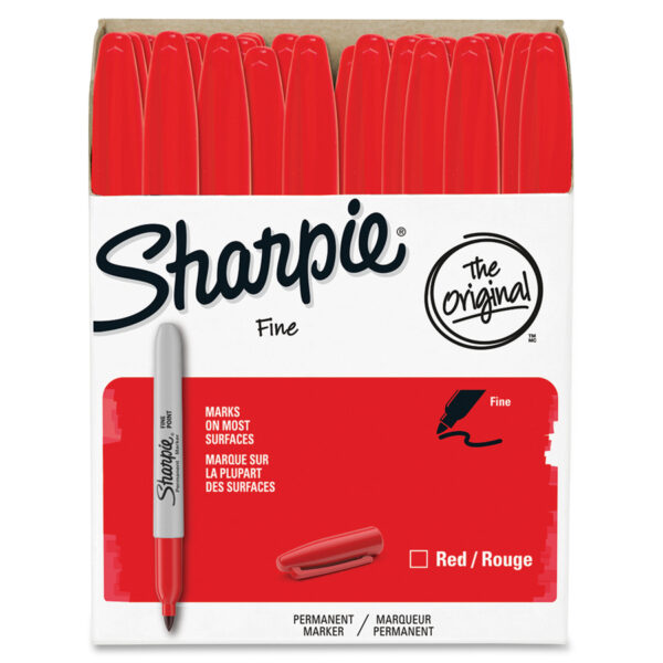 Fine Tip Permanent Marker Value Pack, Fine Bullet Tip, Red, 36/Pack