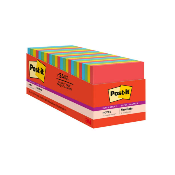 Pads in Playful Primary Collection Colors, Cabinet Pack, 3" x 3", 70 Sheets/Pad, 24 Pads/Pack