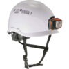 Skullerz 8975LED Class C Safety Helmet with 8981 Universal LED Headlamp, 6-Point Ratchet Suspension, White