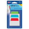 Ultra Tabs Repositionable Tabs, Standard: 2" x 1.5", 1/5-Cut, Assorted Colors (Blue, Green and Red), 48/Pack