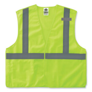 GloWear 8215BA-S Single Size Class 2 Economy Breakaway Mesh Vest, Polyester, X-Large, Lime