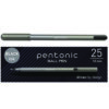 PENTONIC Ballpoint Pen, Stick, Medium 1 mm, Black Ink, Charcoal Gray Barrel, 25/Pack