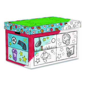 At Play Color in Toy Box, Sports Design, 1 Section, 5.25 cu ft, 28" x 18" x 18", White/Black
