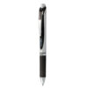 EnerGel RTX Gel Pen, Retractable, Medium 0.7 mm, Black Ink, Black/Silver Barrel, Dozen