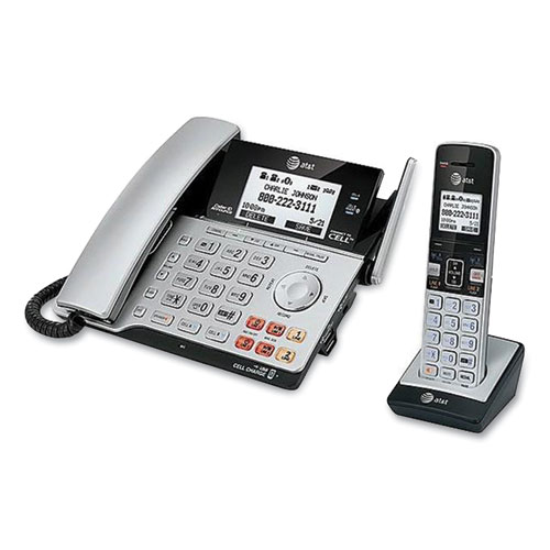 Connect to Cell TL86103 Two-Line Corded/Cordless Phone, Corded Base Station and 1 Additional Handset, Black/Silver