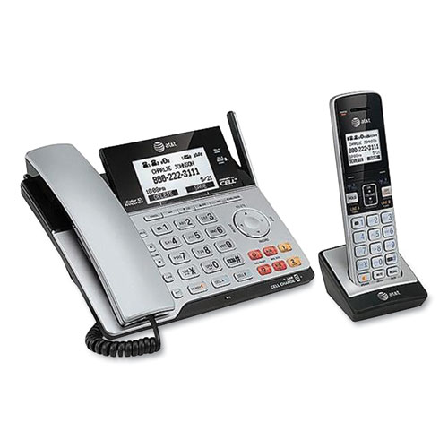 Connect to Cell TL86103 Two-Line Corded/Cordless Phone, Corded Base Station and 1 Additional Handset, Black/Silver