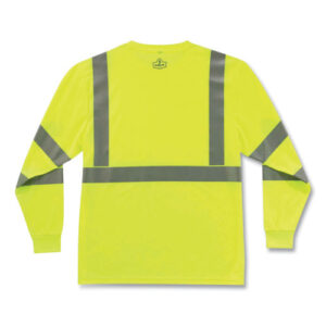 GloWear 8391 Class 3 Hi-Vis Long Sleeve Shirt, Polyester, Lime, 5X-Large