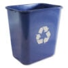 Soft-Sided Recycle Logo Plastic Wastebasket, 28 qt, Polyethylene, Blue