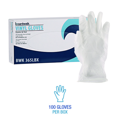 General Purpose Vinyl Gloves, Powder/Latex-Free, 2.6 mil, Large, Clear, 100/Box