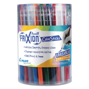 FriXion ColorSticks Erasable Gel Pen, Stick, Fine 0.7 mm, Assorted Ink and Barrel Colors, 36/Pack
