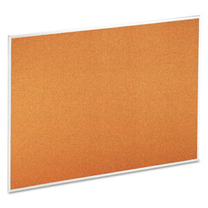Cork Bulletin Board, 48" x 36", Tan Surface, Satin Aluminum Frame