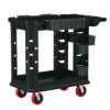 Heavy Duty Plus Utility Cart, Plastic, 2 Shelves, 6 Bins, 500 lb Capacity, 19.5" x 41.78" x 34.81", Black