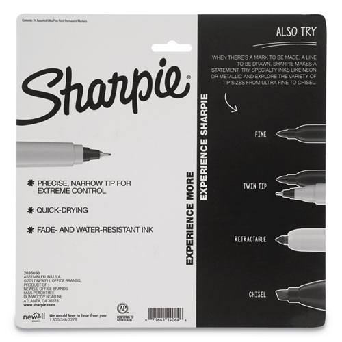 Cosmic Color Permanent Markers, Extra-Fine Needle Tip, Assorted Cosmic Colors, 24/Pack