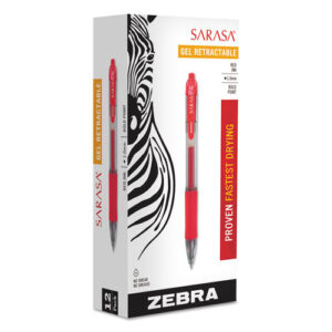 Sarasa Dry Gel X20 Gel Pen, Retractable, Bold 1 mm, Red Ink, Clear/Red Barrel, Dozen