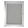 1 Door Enclosed Vinyl Bulletin Board with Satin Frame, 30" x 36", Silver Surface, Satin Aluminum Frame