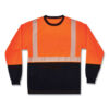 GloWear 8281BK Class 2 Long Sleeve Shirt with Black Bottom, Polyester, 2X-Large, Orange