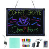 LED Illuminated Hanging Message Writing Board, 19.7" x 27.6", Black Surface, Black Aluminum Frame
