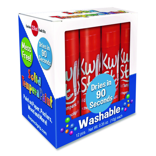 Kwik Stix Single Color Pack, 0.7" x 3.5", Red, 12/Pack, 12 Packs/Carton