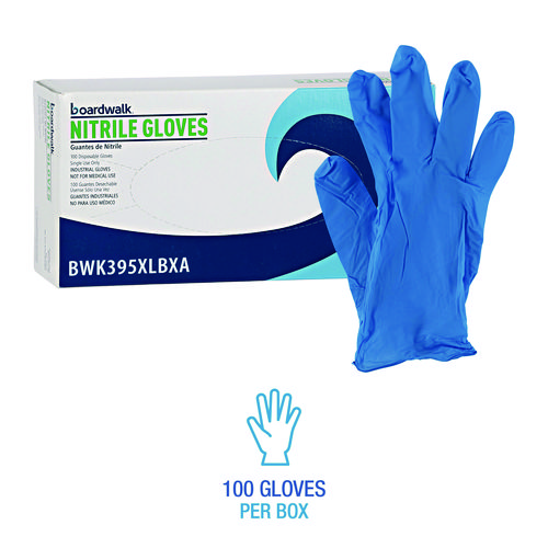 Disposable General-Purpose Powder-Free Nitrile Gloves, X-Large, Blue, 5 mil, 100/Box