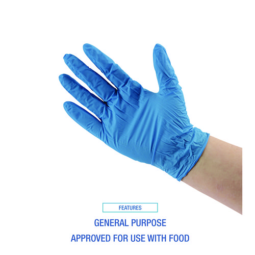Disposable General-Purpose Powder-Free Nitrile Gloves, X-Large, Blue, 5 mil, 100/Box
