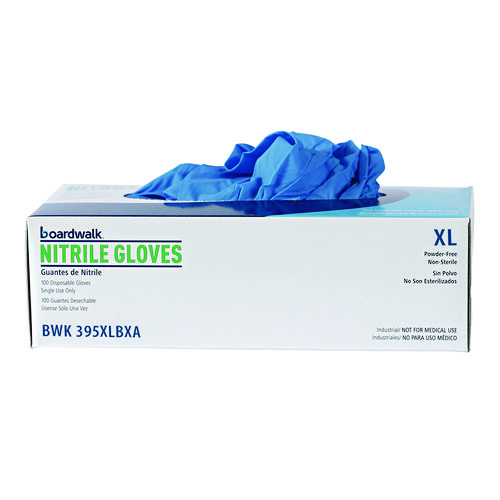 Disposable General-Purpose Powder-Free Nitrile Gloves, X-Large, Blue, 5 mil, 100/Box