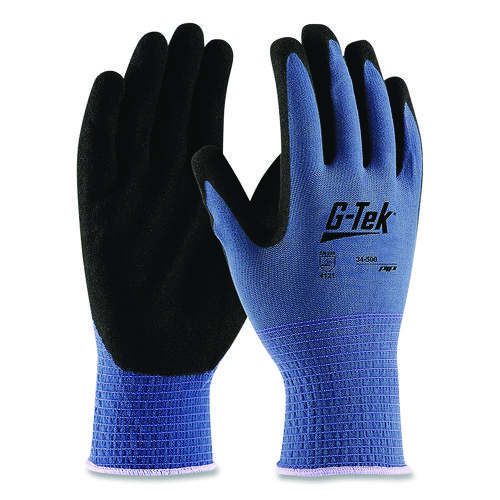 GP Nitrile-Coated Nylon Gloves, Medium, Blue/Black, 12 Pairs