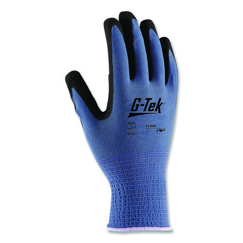 GP Nitrile-Coated Nylon Gloves, Medium, Blue/Black, 12 Pairs