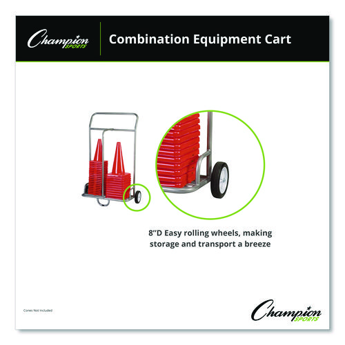Combination Equipment Cart, Metal, 132 lb Capacity, 16 x 32 x 48, Silver