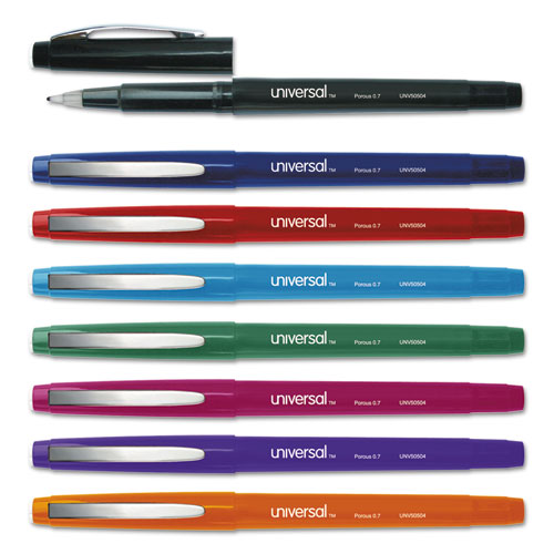 Porous Point Pen, Stick, Medium 0.7 mm, Assorted Ink and Barrel Colors, 8/Pack