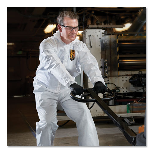 A40 Elastic-Cuff and Ankle Hooded Coveralls, Large, White, 25/Carton