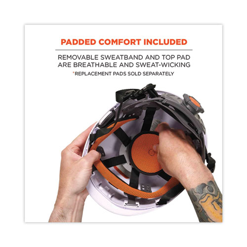 Skullerz 8975V Class C Safety Helmet with 8991 Visor Kit, Smoke Lens, 6-Point Ratchet Suspension, White