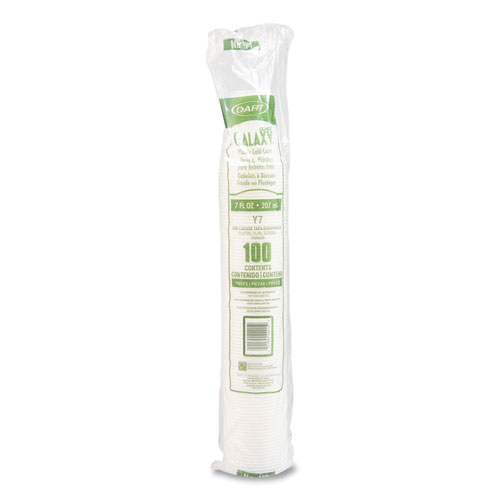 High-Impact Polystyrene Cold Cups, 7 oz, Plastic, Translucent, 100/Pack