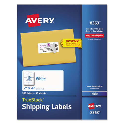 Avery Shipping Labels, Sure Feed&reg;, 2" x 4" , 500 Labels (8363)