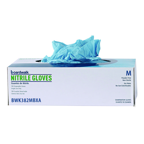 Disposable Examination Nitrile Gloves, Medium, Blue, 5 mil, 1,000/Carton