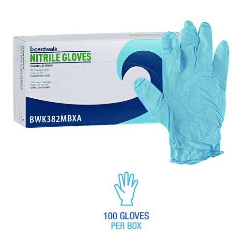 Disposable Examination Nitrile Gloves, Medium, Blue, 5 mil, 1,000/Carton