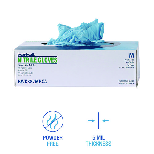 Disposable Examination Nitrile Gloves, Medium, Blue, 5 mil, 1,000/Carton