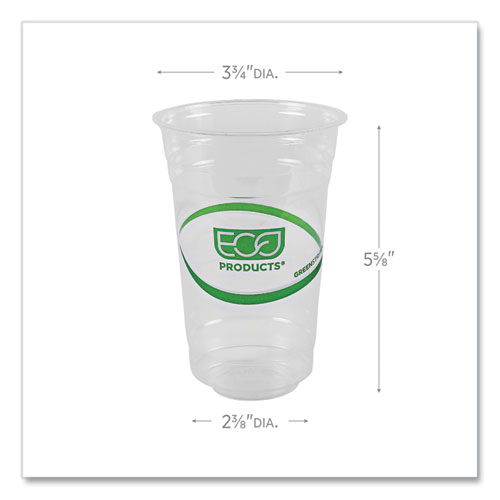 GreenStripe Renewable and Compostable Cold Cups, 20 oz, Plastic, Clear, 50/Pack, 20 Packs/Carton