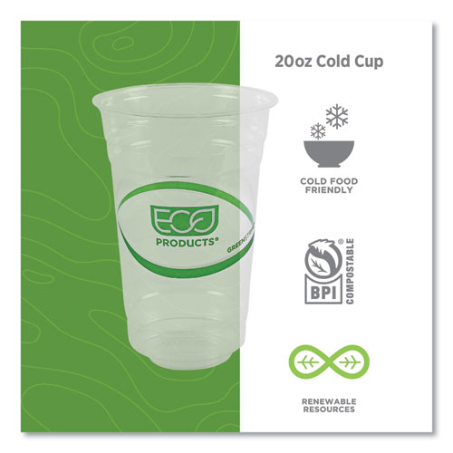 GreenStripe Renewable and Compostable Cold Cups, 20 oz, Plastic, Clear, 50/Pack, 20 Packs/Carton
