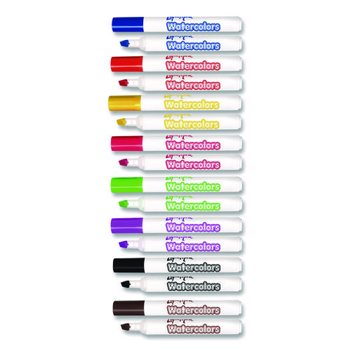 Broadline Watercolor Markers, Broad Chisel Tip, Assorted Colors, 8/Set